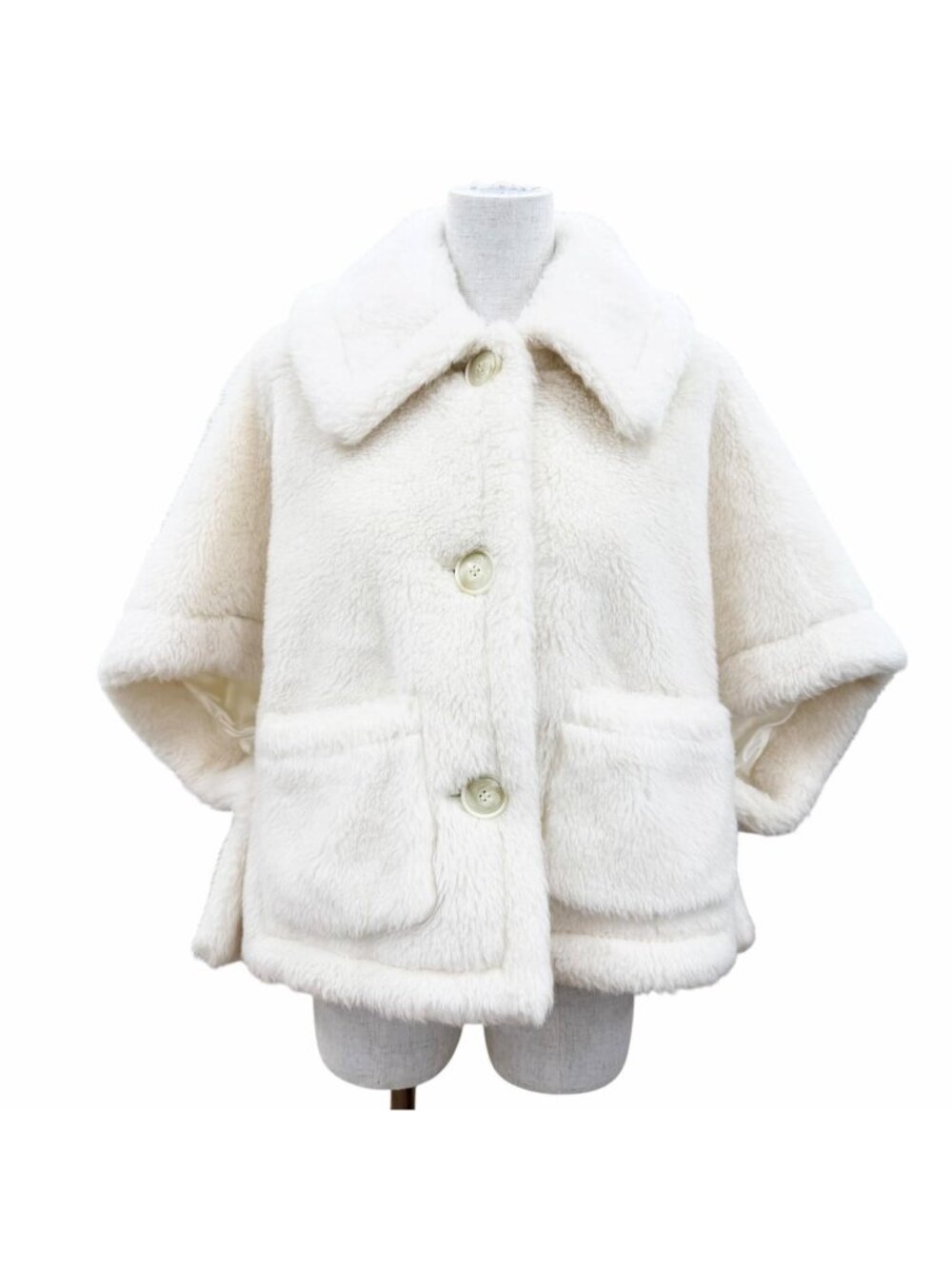 Max Mara Teddy Bear Alpaca Silk Blend Neuterzo Poncho White